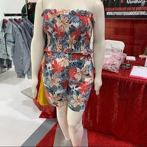 Floral Strapless Romper